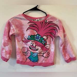 Trolls Poppy Sweatshirt Girls 5T DreamWorks Pink Tie Dye Crewneck Pullover